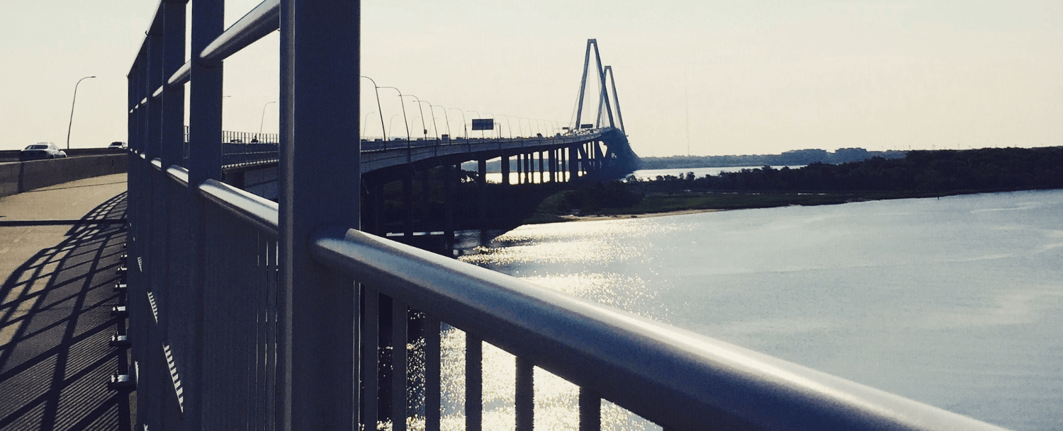 Joggers on ravenel bridge