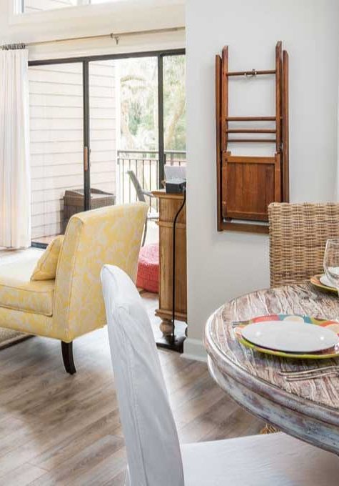 Open concept room with set table