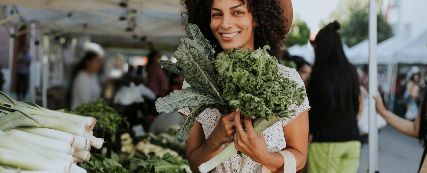 Farmers Market Kale Woman