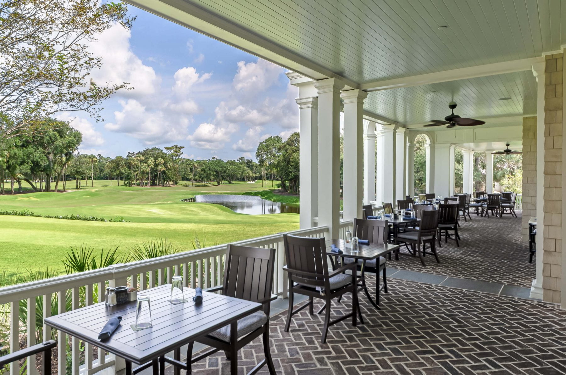 The new outdoor covered porch at Cougar Point Clubhouse.