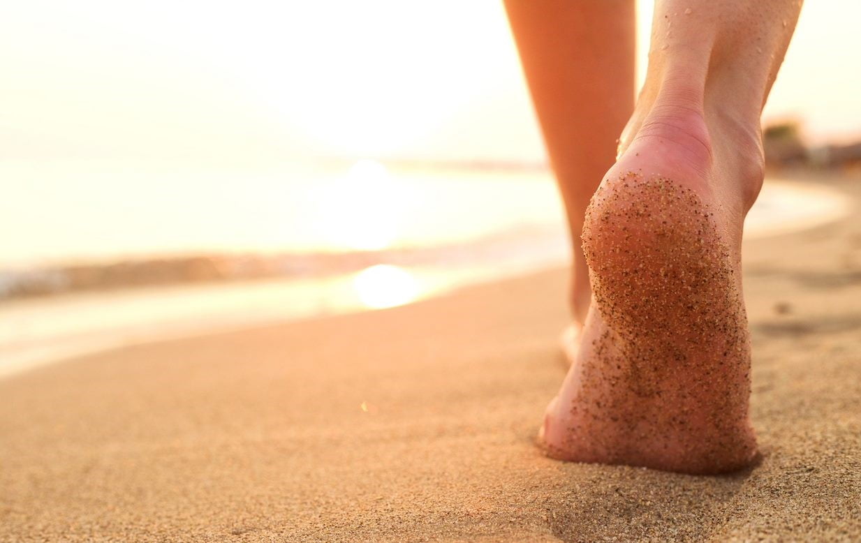 walking on the beach