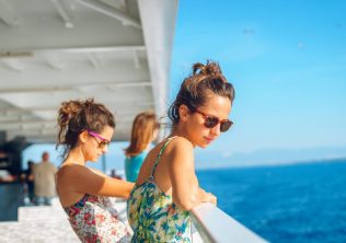 Women on a boat, summer activities