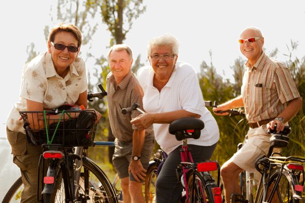 Retirees riding bikes on Kiawah Island